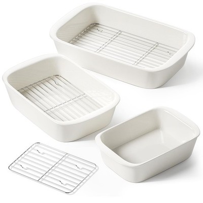 Deep Casserole Dishes for Oven, 13.7 x9.6  Ceramic Baking Dish Set with Roast...