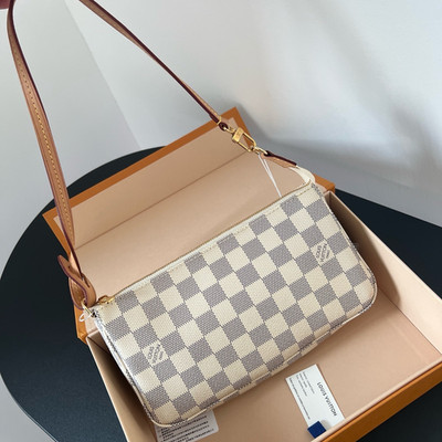 Louis Vuitton Multi Pochette Damier Azur Shoulder Bag White Gold Women Classic