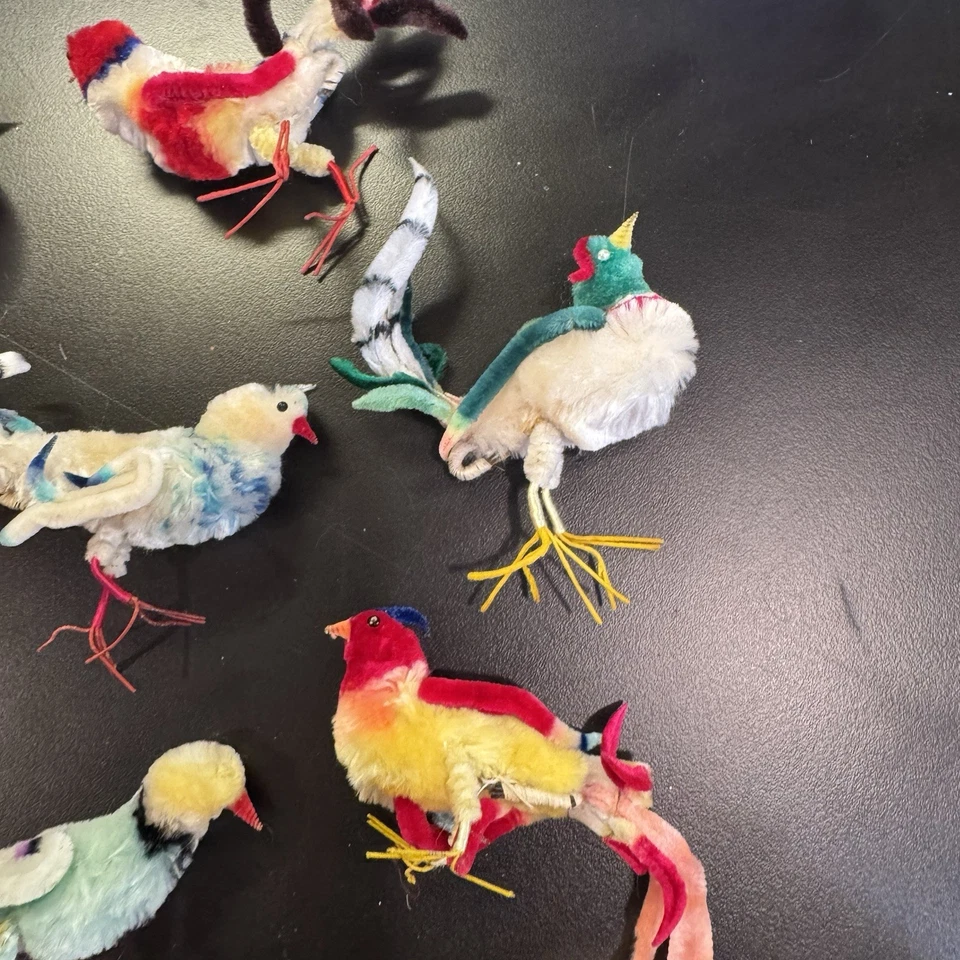 Juego de 7 figuras vintage de aves tropicales limpiador de pipa de chenilla y alambre Foto 4 de 4