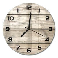 Glasuhr Designuhr Wanduhr Aus Glas Holzhintergrund Schwarze Zeiger Fi30 Cm