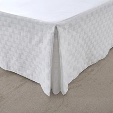 Queen Size Bed Skirt, Pleated Knitted Jacquard Waffle Weave Striped Bed Skirt...