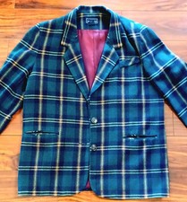 Laura Scott Wool Blazer Womens 16 Green Plaid Tartan Vintage Dark Academia