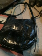 NEW ELLINGTON Black Leather Hobo Shoulder Bag Boho Twist Handle Purse Handbag