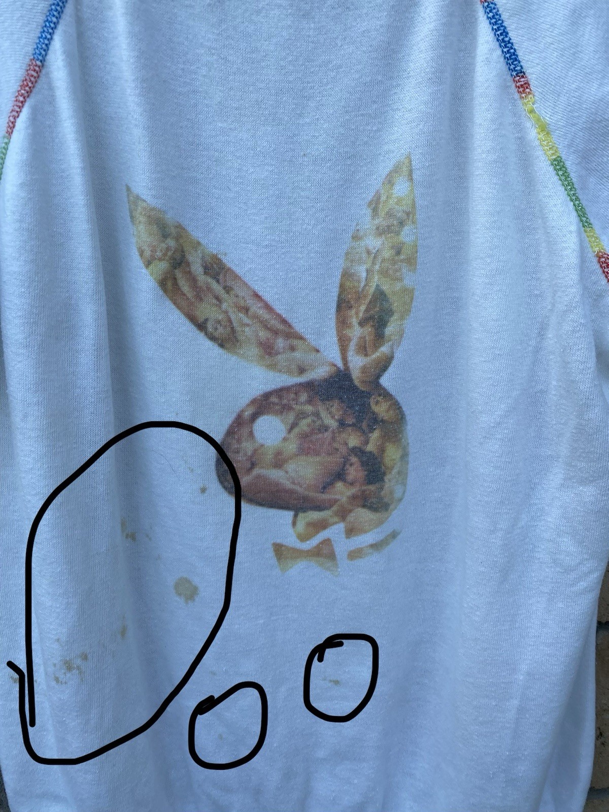 Vintage Short Sleeve Raglan Sweatshirt Bunny Rabbit Collage Graphic Worn image 3