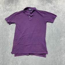 Polo By Ralph Lauren Shirt Boys L 16-18 Purple Cotton Pony Logo Side Slit Golf