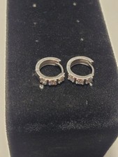 S925 Sterling Silver Round Clear Stone Mini Huggie Hoop Fine Fashion Jewelry