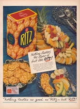 Ritz Crackers 1940s Vintage Print Ad Fruit Platter Snack Party Cracker 