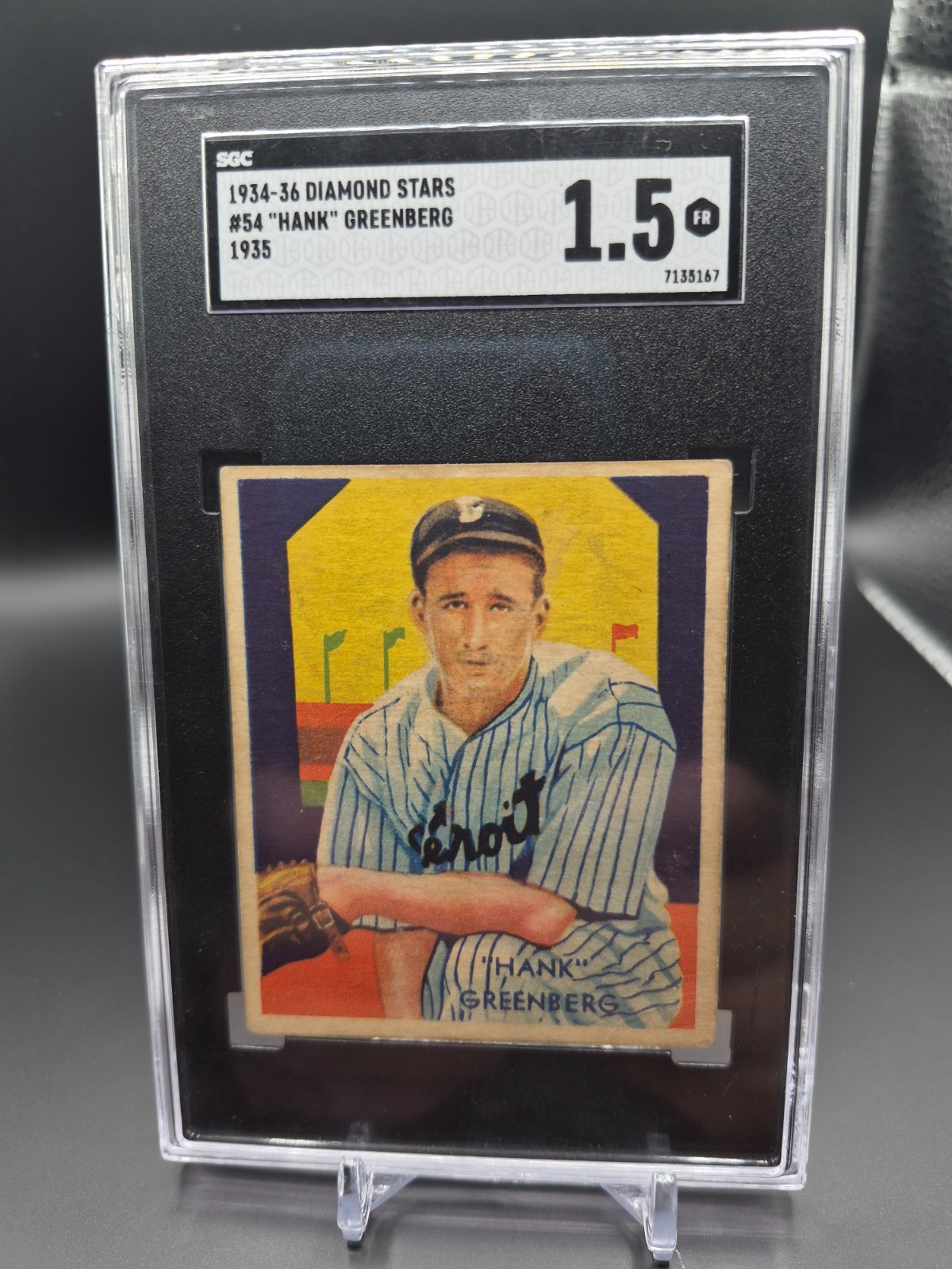 1934-36 DIAMOND STARS HANK GREENBERG #54 SGC 1.5 SEE NOTES