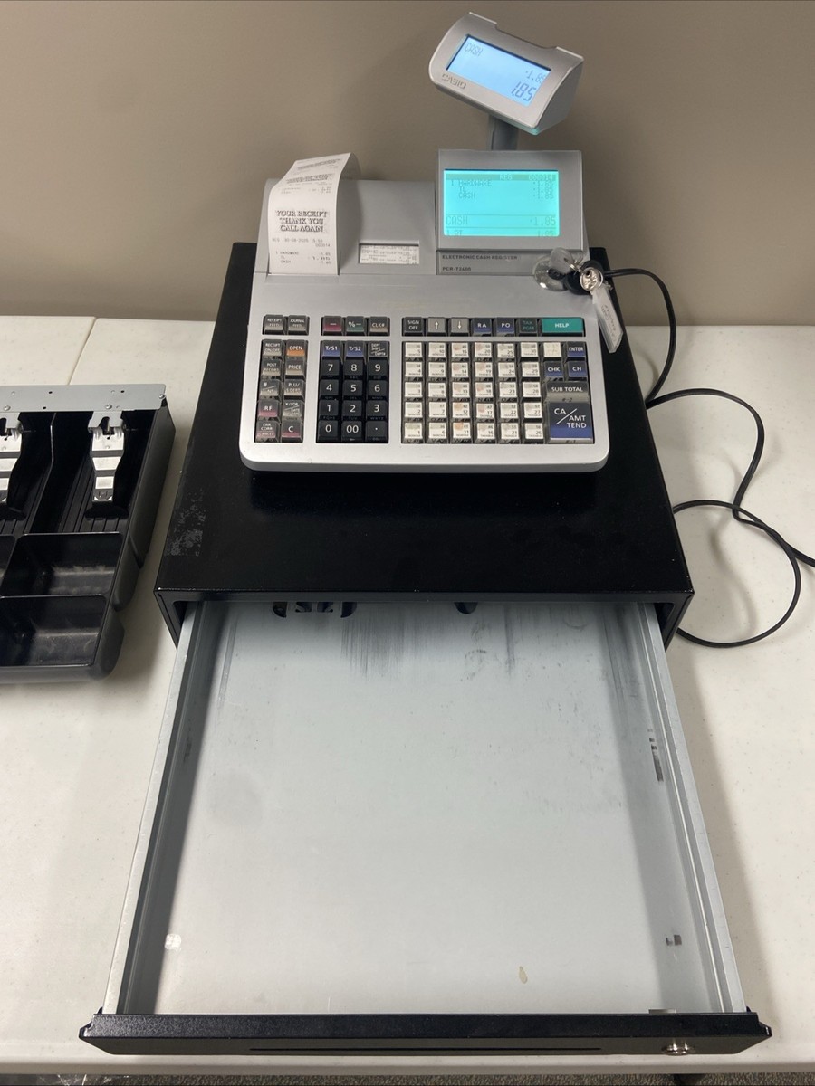 Casio PCR-T2400 Electronic Cash Register w/ Keys & Tray | eBay