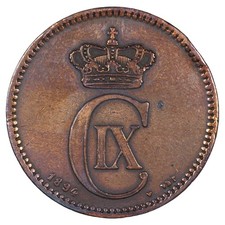 Danimarca - 5 Øre 1894 Christian IX - Bronzo - KM.794.2 Schön.3 - Moneta Danese