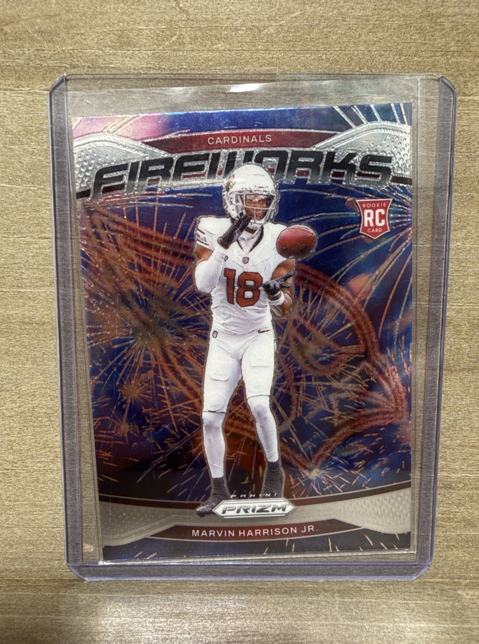 Marvin Harrison Jr. #20 Football Cards 2024 Panini Prizm Fireworks trading card — raw and PSA graded price guide