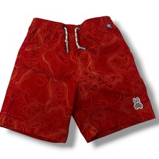 Psycho Bunny Swim Shorts Kids 7/8 Orange And Red Design Preowned