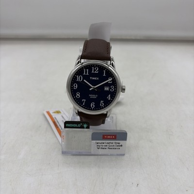 Timex TW2P75900, Men's Easy Reader Brown Leather Watch, Indiglo, Date, NEW