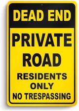 Dead End Tin Metal Signs Home D cor 8x12 Aluminum Private Road No Trespassing,Re
