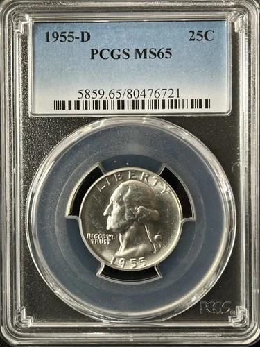 1955-D  25C Washington Quarter Dollar PCGS MS65   80476721