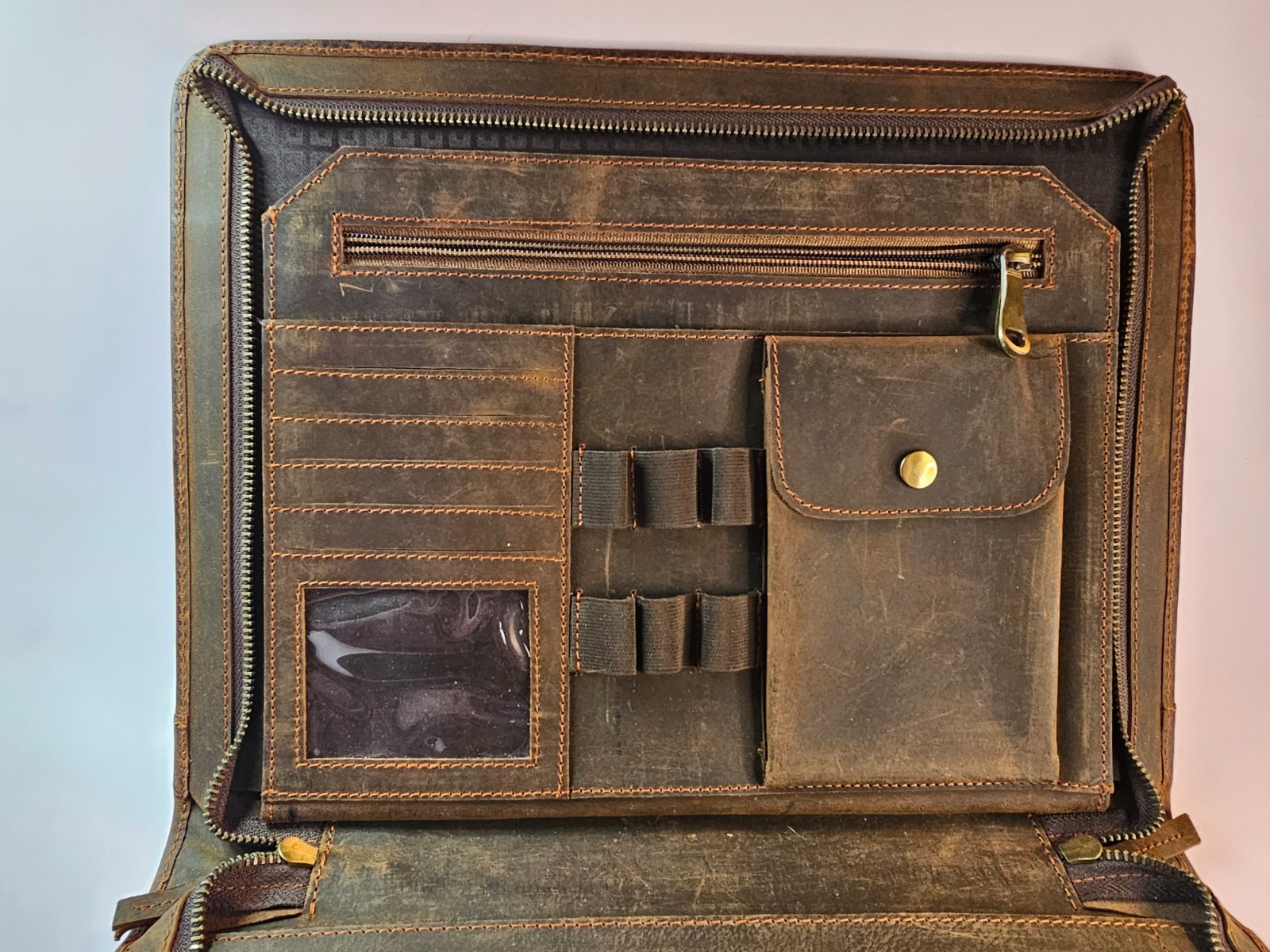 Aromazatika Organizer Portfolio Genuine Leather Large 14"x10"