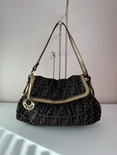 Fendi Chef Monogram Shoulder Bag Brown Gold Hardware with Logo Bag Charm