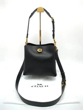 C3916 Coach Black 2way Shoulder Bag Pebbled Leather Willow Outlet Products NWT