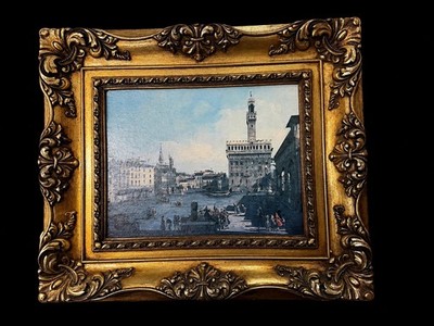 Vintage European CityscapeWall Art Ornate Gold Rococo Frame Italian Venice Print