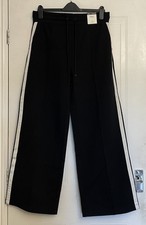 M&S Black Trousers Wide Leg High Rise Size 14 Regular Leg Brand New with Tags