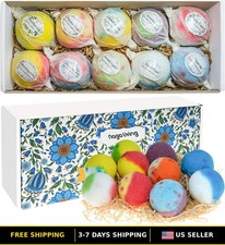 Organic Bath Bombs Set of 10 - Bubble Fizzers for Valentine's Day Christmas