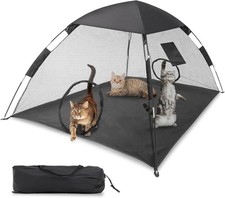 Portable Pet Tent for Cats  Small Animals, Mesh Outdoor Playpen, Black