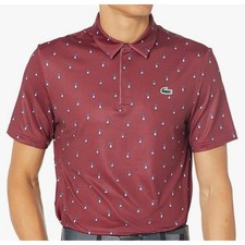 Polo de golf Lacoste para hombre estampado poliéster reciclado vino L