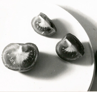 Sliced   Tomato Plate Vintage Photo Abstract Vegetables Rare Minimalist Art