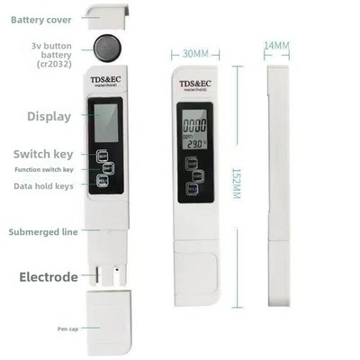Digitaler Wasserqualitätstester TDS EC Messgerät Bereich 0-9999 Multifunktional Wasser    