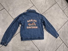 Harley Davidson Jean Jacket Kids Button Denim Jacket Size 12/14 Preowned