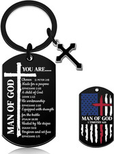 Christian Gifts for Men Bible Verse Keychain for Men Cross Keychain Man of God G