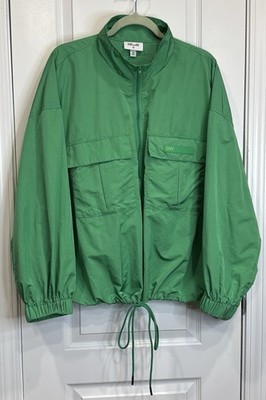 DVF Diane Von Furstenberg Target Windbreaker Jacket XXL Green Athleisure