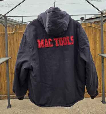 Mac Tools Jacket Mens XL Black Hooded Sherpa Lined Work Coat