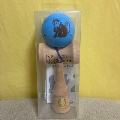 Sky Zodiac Monkey Kendama Blue Wooden Toy Used Japan