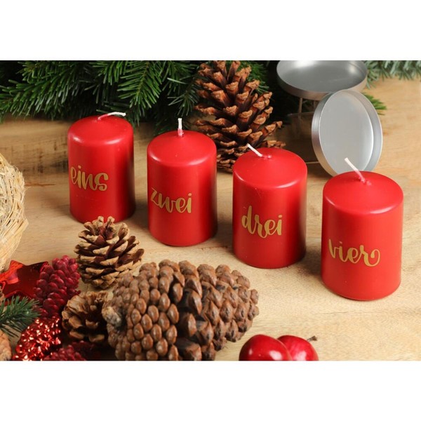 6X Buri Stumpenkerzen Advent 4Er Rot Weihnachten Tischdekoration Teelichter Set-image