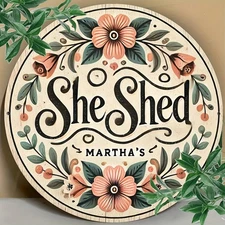 Vintage Her Shed Marthas Metal Wall Decor Retro Farmhouse Floral Pattern
