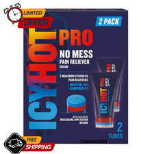 Icy Hot Pro No-Mess Pain Relief Cream Tube Massaging Applicator 3oz, 2 PACK 