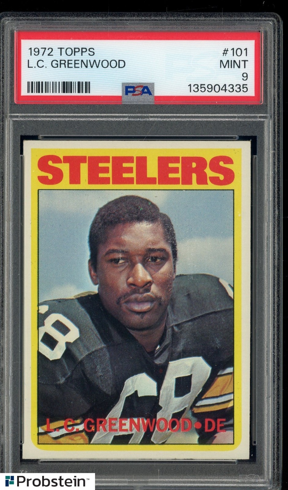 1972 Topps #101 L.C. Greenwood RC Rookie PSA 9 Centered Steelers