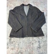 Vintage y2k Jean Denim Blazer Jacket Sz 8 Women s Charcoal Minimalist