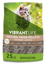 Natural Paper Pellets Cat Litter, Unscented, 25 lb Bag