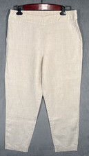 Eileen Fisher Women  s Beige Organic Linen Pants Elastic Waist Petite Small