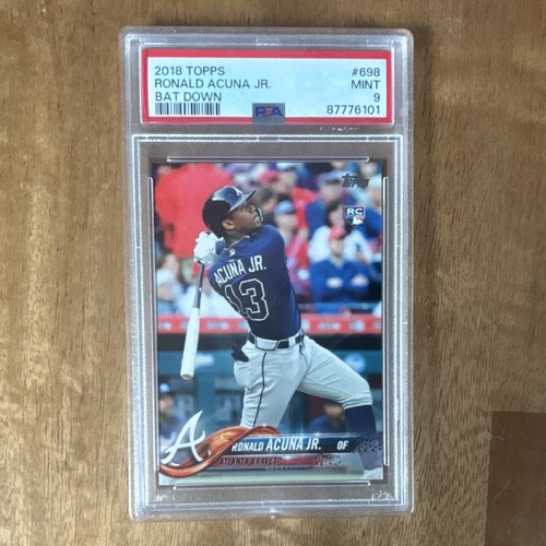 Topps 2018 Ronald Acuna Jr Bat Down Late Rookie Var #698 RC PSA 9 Braves