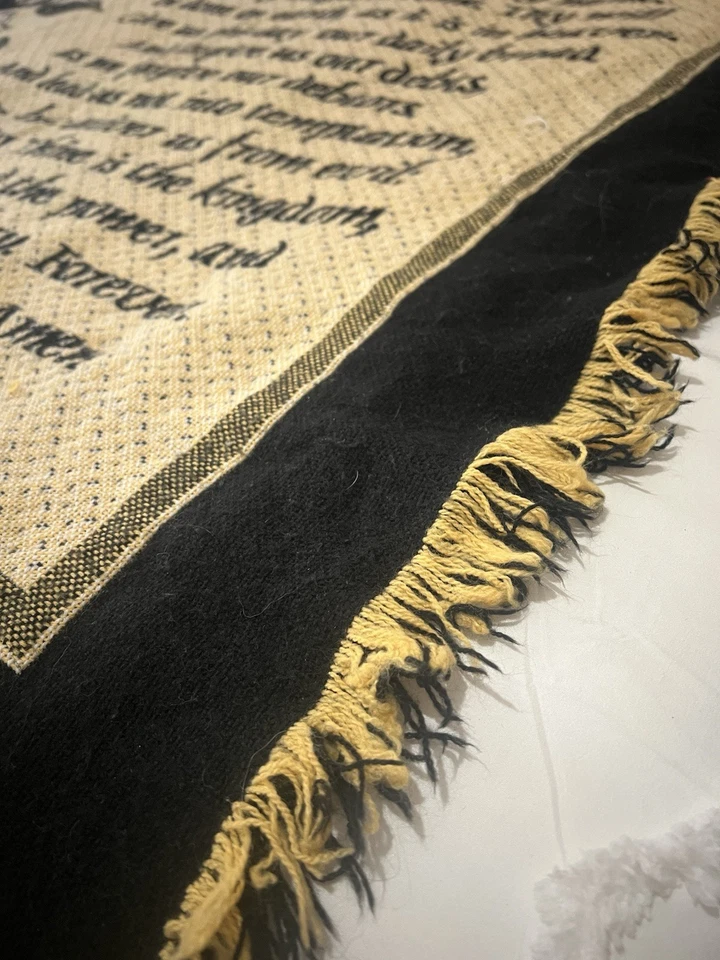 Tapiz de Oración de los Señores Manta Flecos Negro Dorado Floral Biblia 48x54 Foto 2 de 4