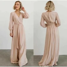 Baltic Born Lydia Maxi Dress Pink Blush Chiffon Gown Bridesmaid Flowy XL