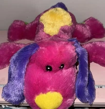 14 Inch Publicx Dark Pink Magenta Puppy Dog Plush Laying Down Weighted Paws Soft