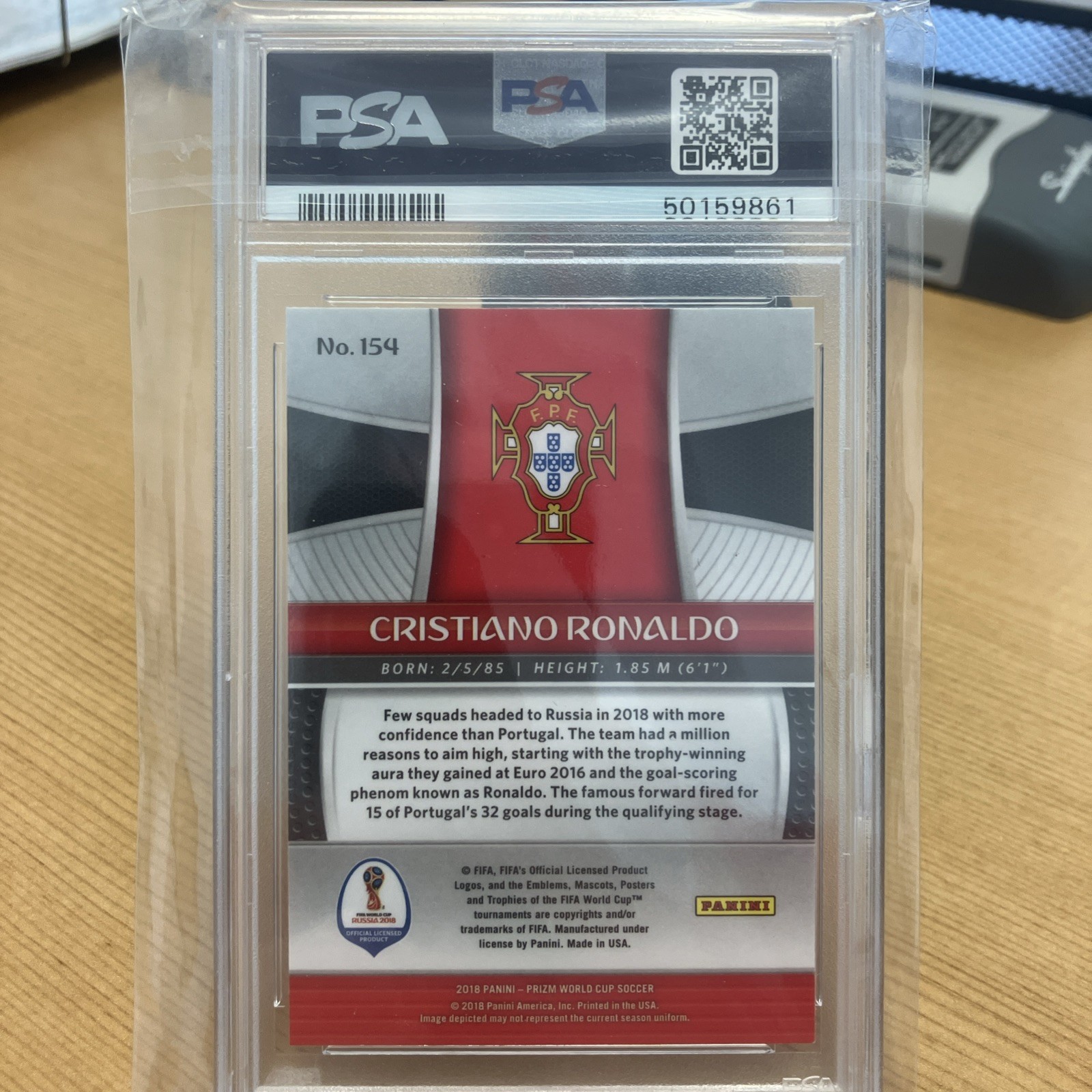2018 Panini Prizm World Cup Cristiano Ronaldo #154 PSA 9 MINT