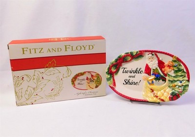 Fitz and Floyd Night Before Christmas Twinkle Sentiment Tray New in Box 10''x6''