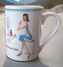 Vintage Santa Barbara Ceramics The Glamour Girl Art Deco Coffee Mug White