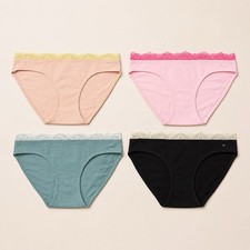 Victoria s Secret Bikini Panties Lot of 4 NWT Women s XS Cotton Lace Trim