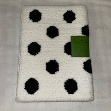 Kate Spade Bathroom Rug Bathmat White with Black Polka Dots 17x24” NWT
